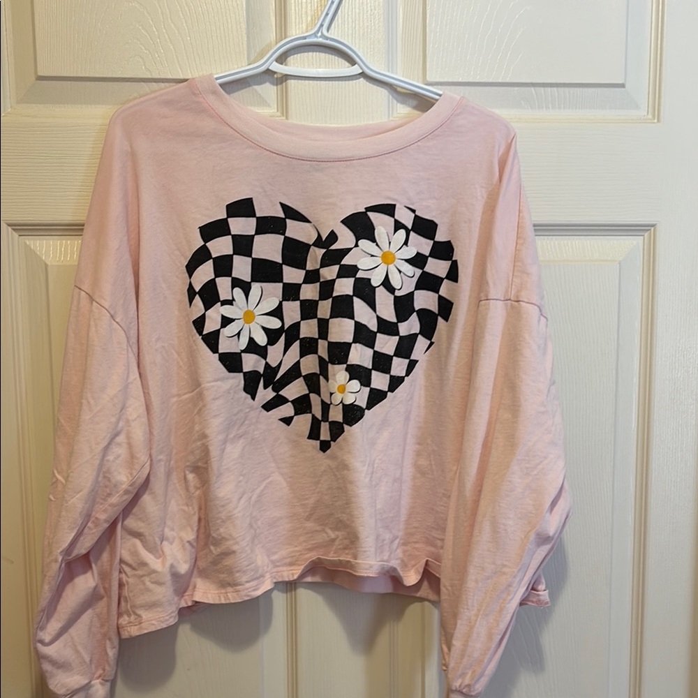 Torrid Checkered Heart Cropped Sweatshirt
